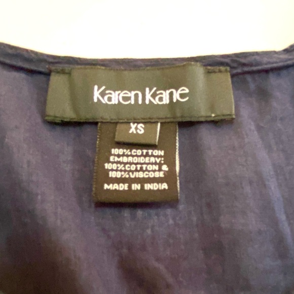 Karen Kane Navy Embroidered Tunic Top Size XS Cotton Summer Cruise Vacation - Picture 8 of 12